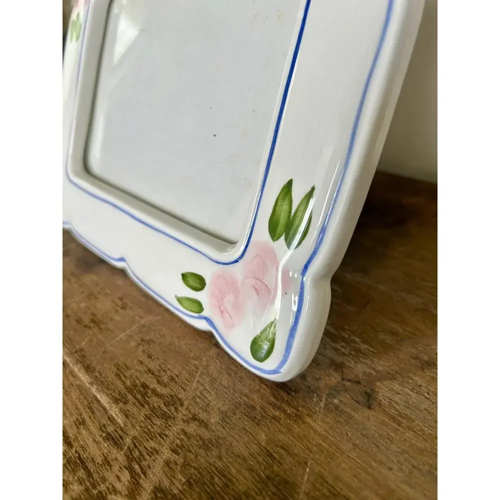 Vintage Floral Ceramic 4x6 Picture Frame | Cottagecore Farmhouse Prairiecore